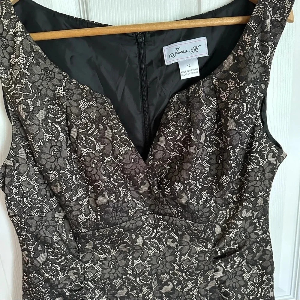 Jessica H Cocktail Sleeveless Black Floral Lace Dress Size 12 - Picture 4 of 13